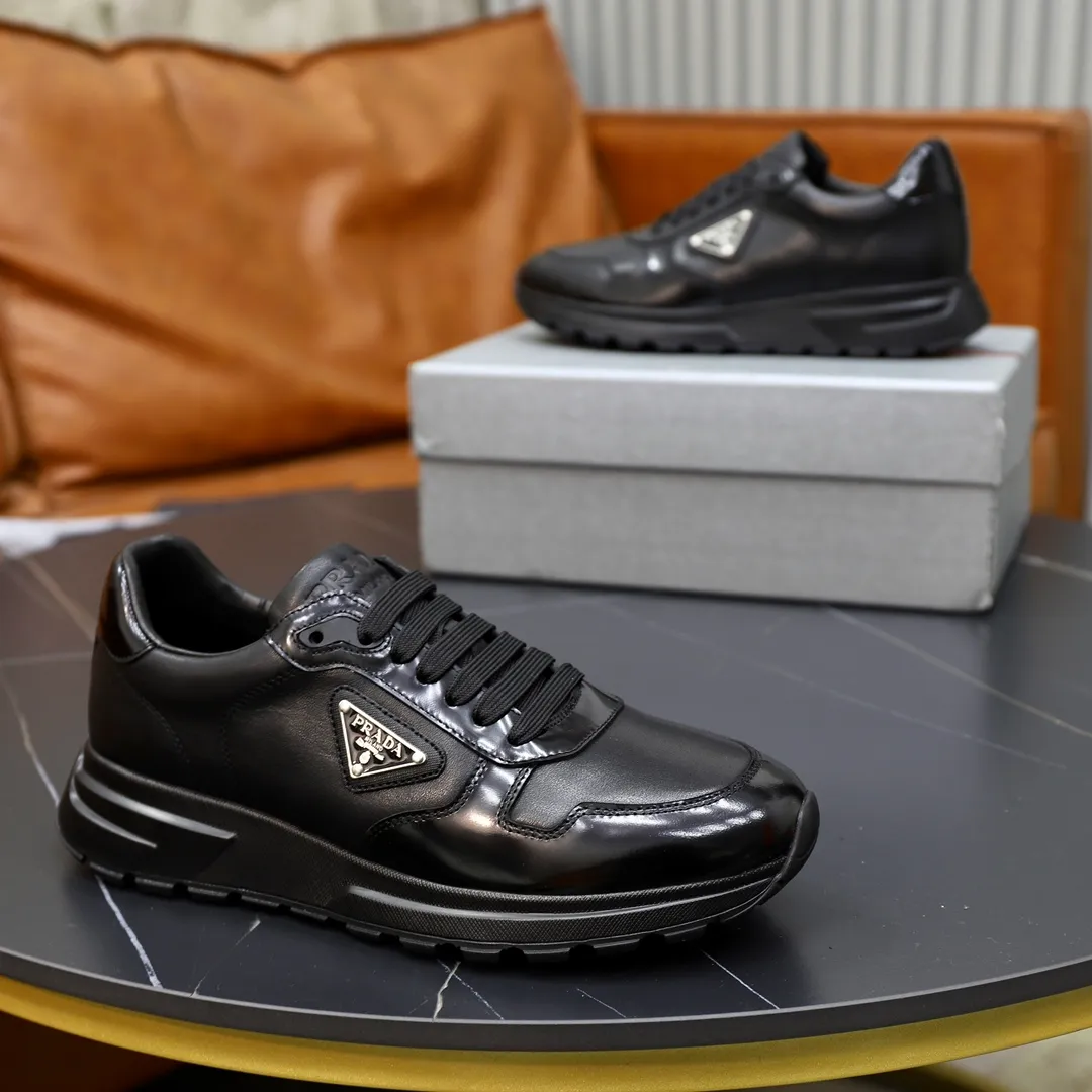 Men's shoes 💰600💰🙅‍♂️🙅‍♂️🙅‍♂️ [PRADA] Prada - High-end quality original order - Upper: Nappa calfskin, tumbled calfskin spliced stretch cloth surface, tongue high frequency brand logo - Lining: water-dyed cowhide - Outsole: ultra-light TPU foam rubber; two-color molded outsole -Ultra-high quality control and fine workmanship: outstanding (high-end, extravagance, grade) -Size: 38-44 (45 can be customized)